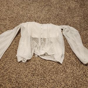 Top white with  sheer outer layer.